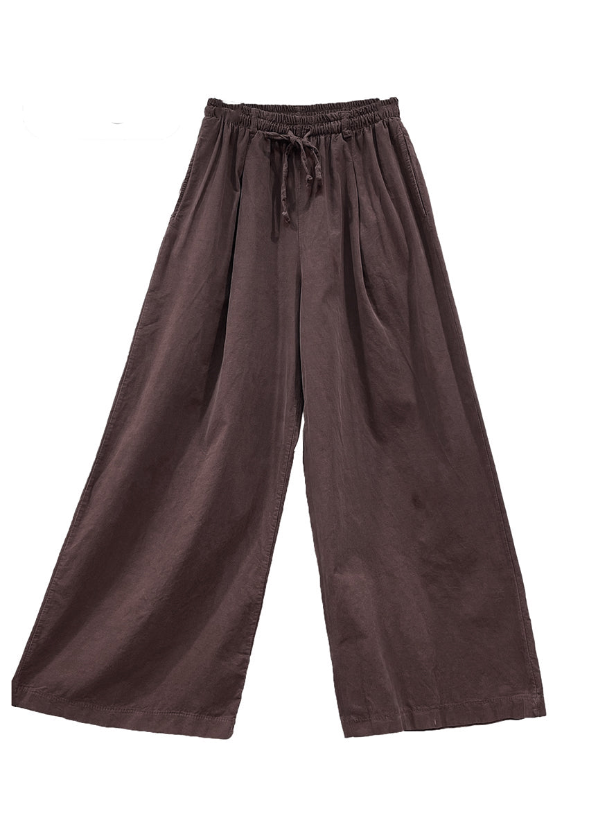 Brown wide-leg pants on a white background