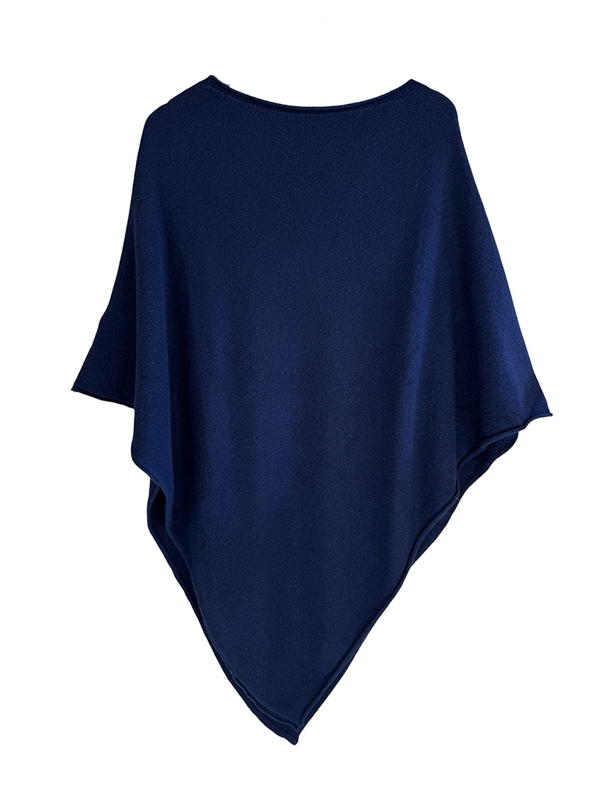 A midnight blue poncho on a white background 