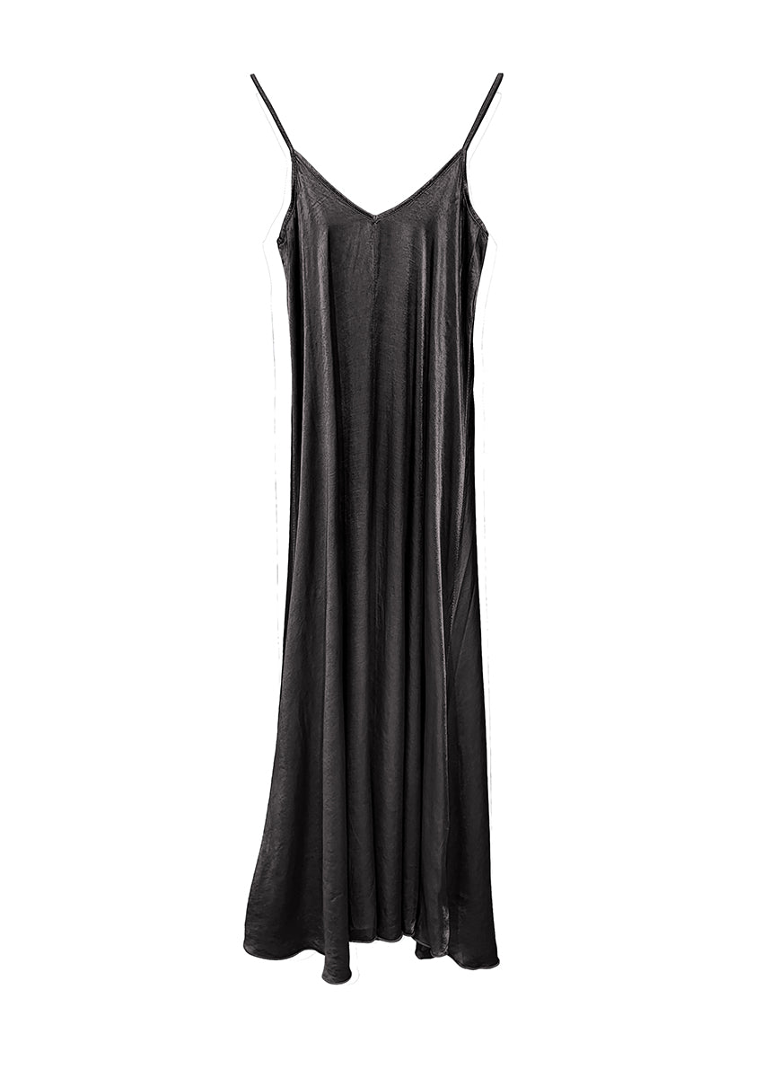 Black silk long dress on a white background 