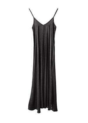 Black silk long dress on a white background 