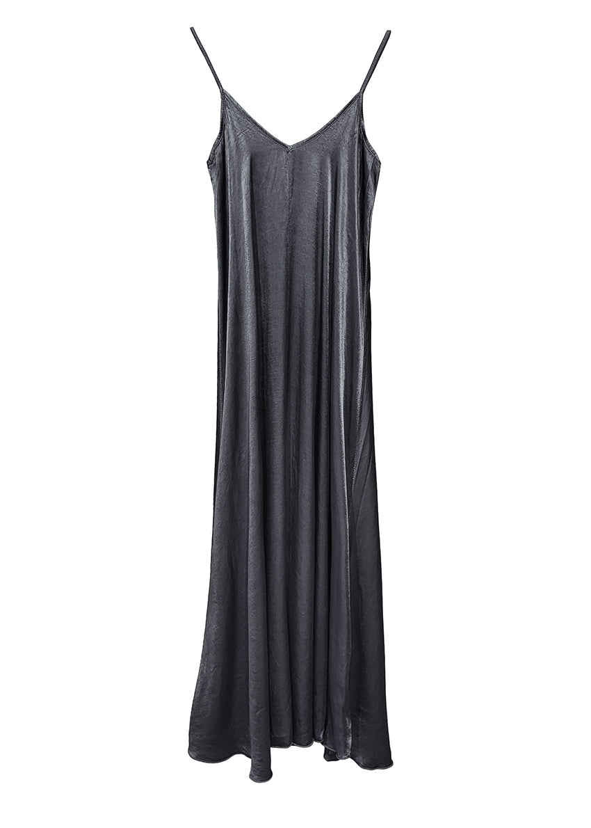 Dim grey silk long dress on a white background 
