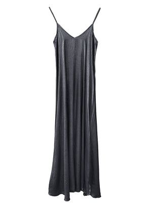 Dim grey silk long dress on a white background 