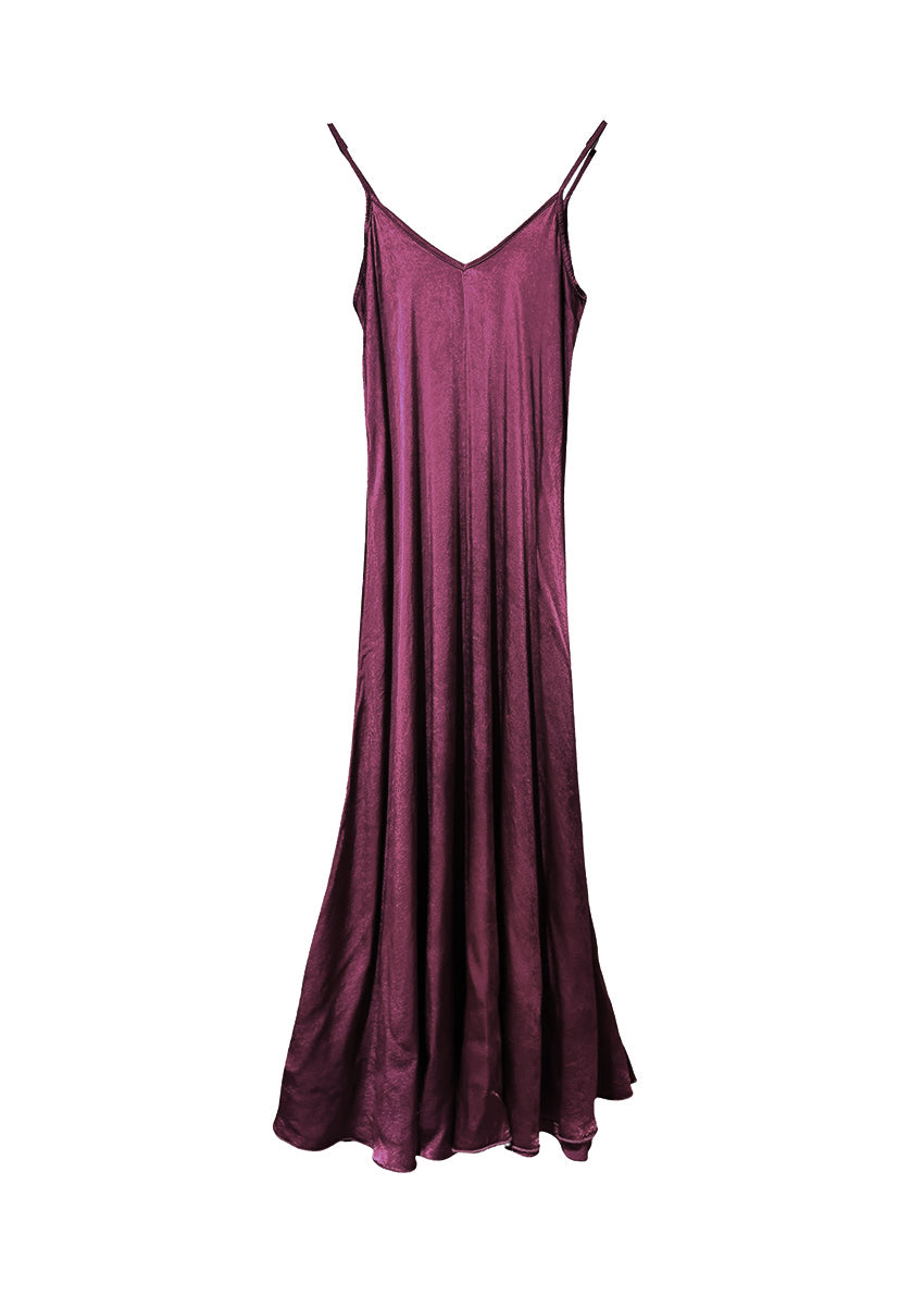 Maroon silk long dress on a white background 