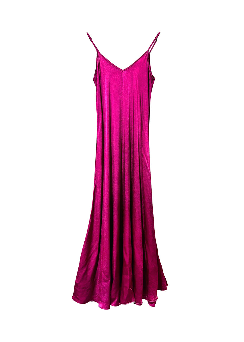 Medium purple silk long dress on a white background 