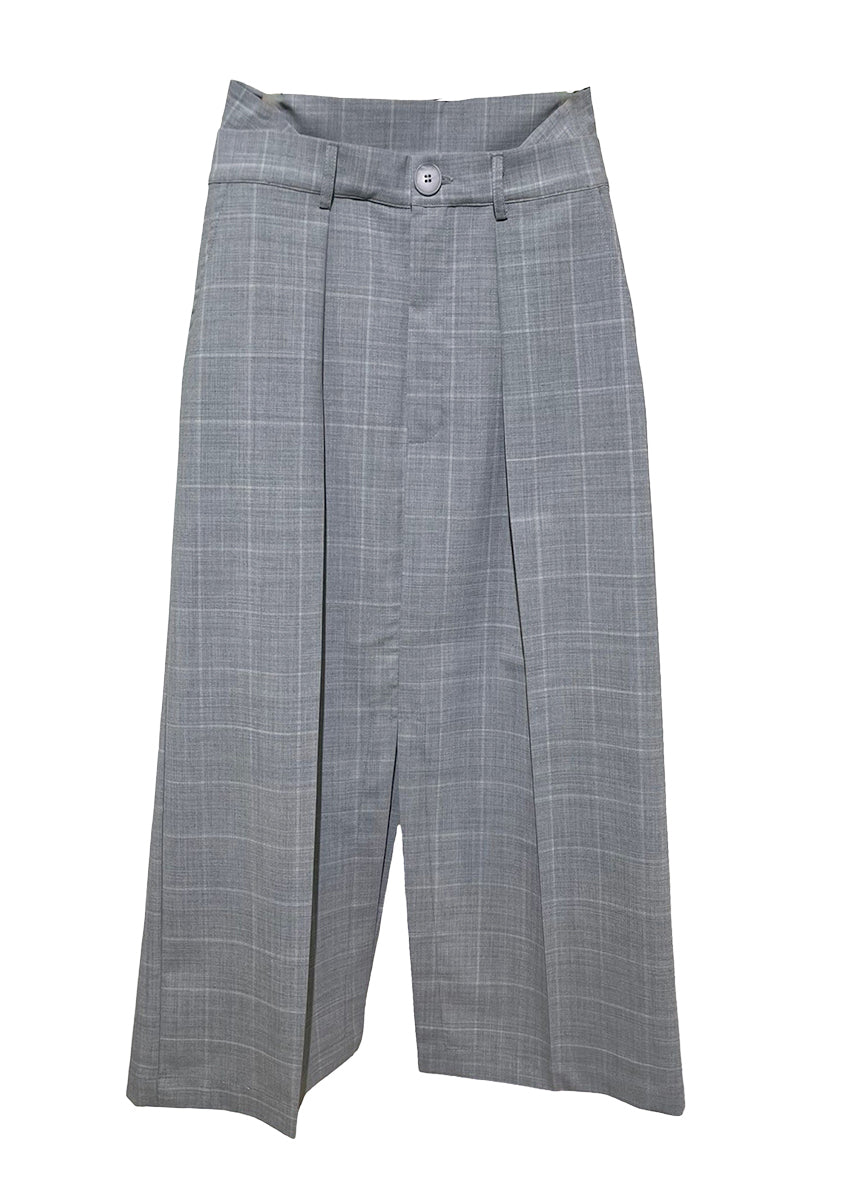 Gray checkered skirt on a plain background