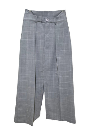 Gray checkered pants on a white background