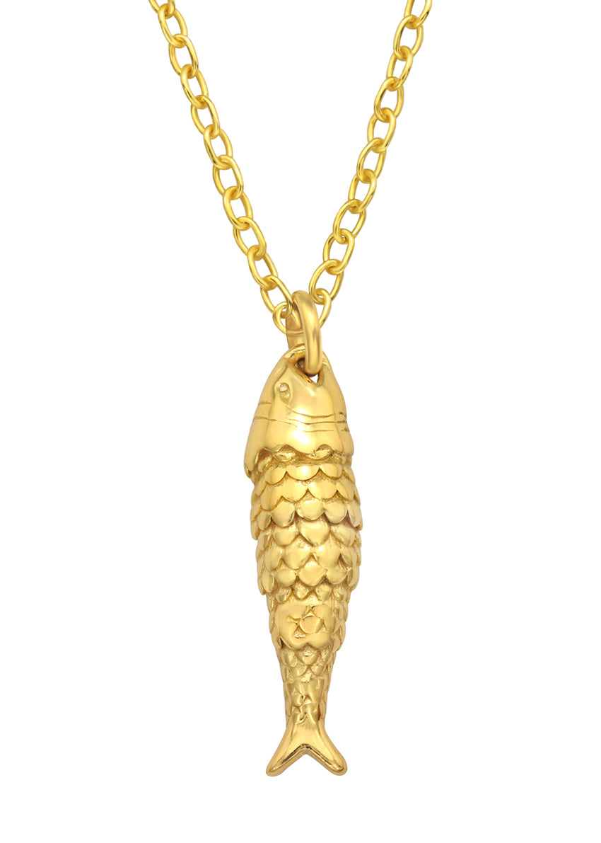 This stylish Fish Necklace is from our Silver Necklaces category and makes the perfect addition to your jewellery assortment. Crafted from high-quality 925 Sterling Silver with Gold Plated + E-Coat finishing, this piece has a silver weight of 1.5 g.
