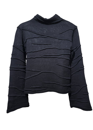 Black textured sweater on a white background