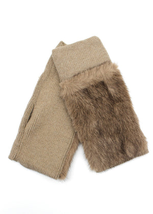 Gloves with fur trim on a white background