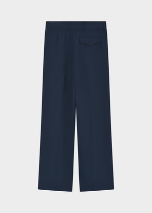 Navy blue pants on a light gray background