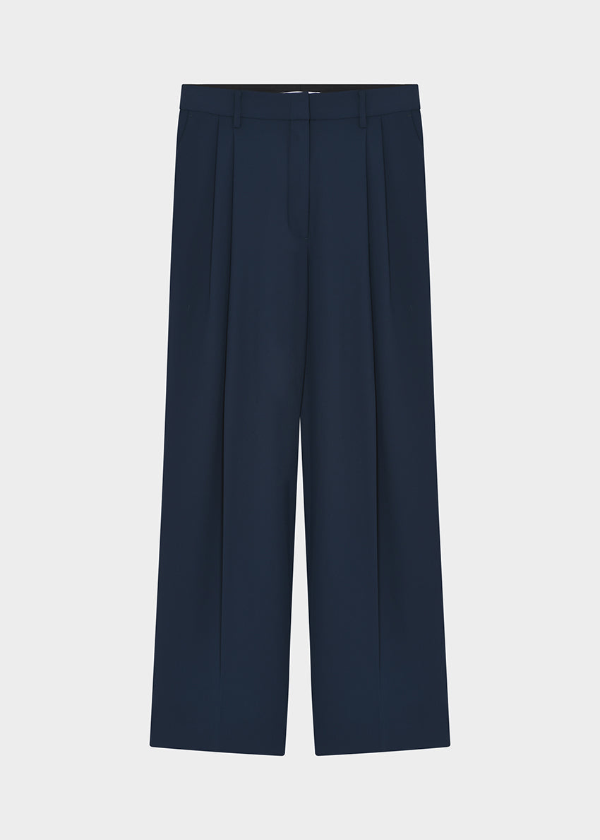 Navy blue pants on a light gray background