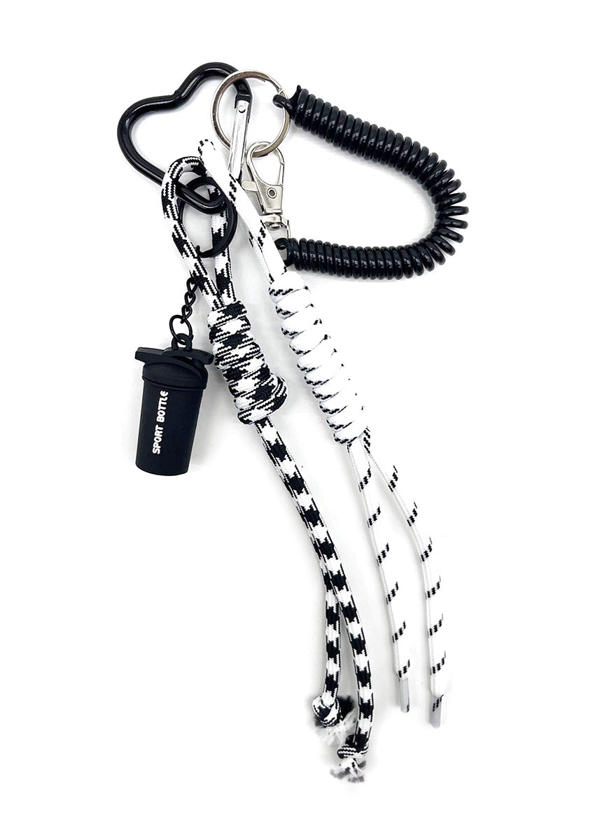 Colorful braided rope keychain charm with cute hearts bags cord . Handmade braided string hanging ornaments for your purse, a unique deco and a nice moody touch.