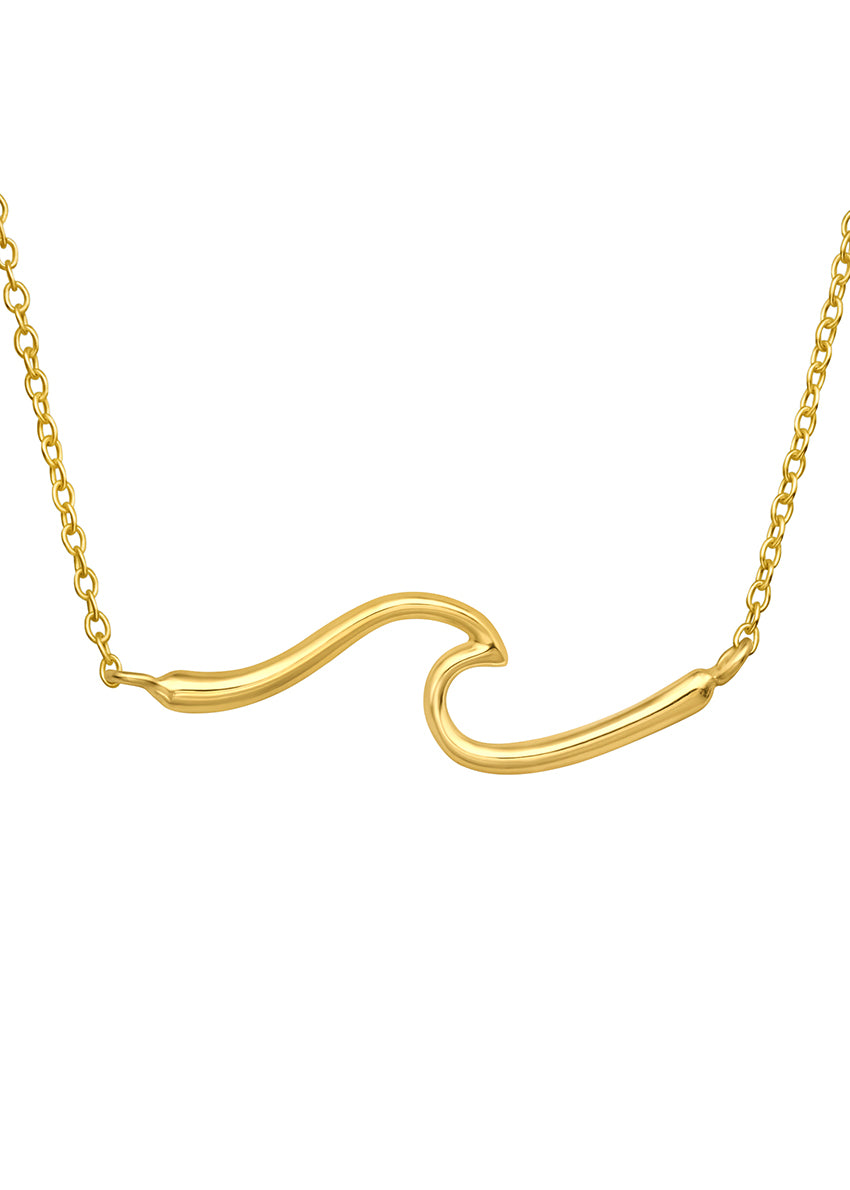 Embrace the elegance of simplicity with our Golden Wave Necklace. Crafted from high-quality 925 Sterling Silver with Gold Plated + E-Coat finishing