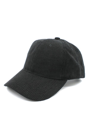 Black corduroy cap on a white background