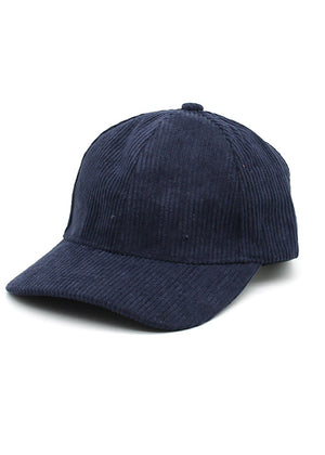 Navy blue corduroy cap on a white background