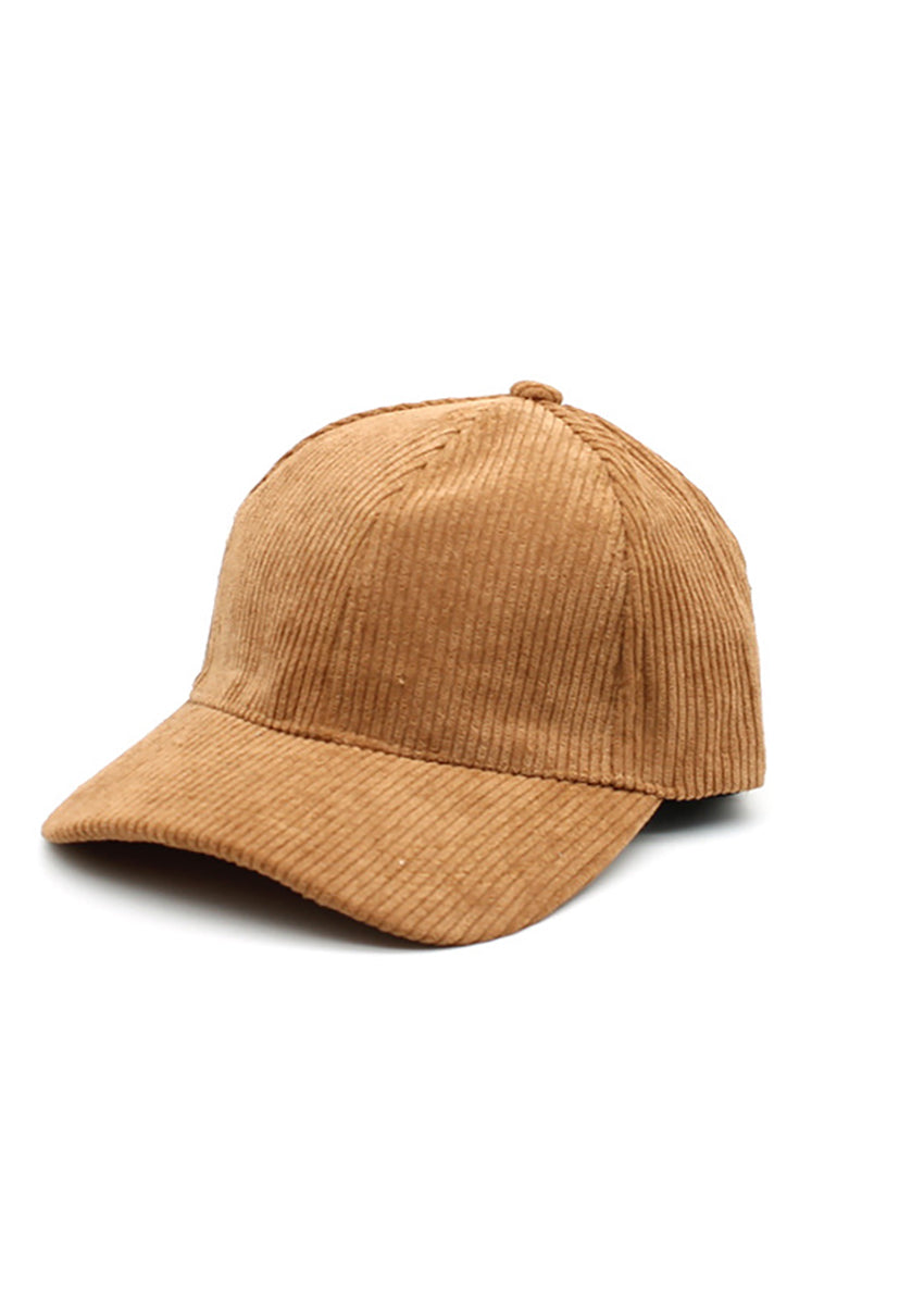 Brown corduroy cap on a white background