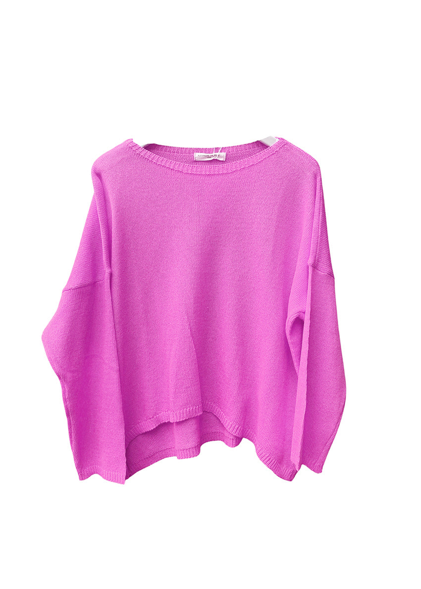 Wide boat neckline sweater Pink
