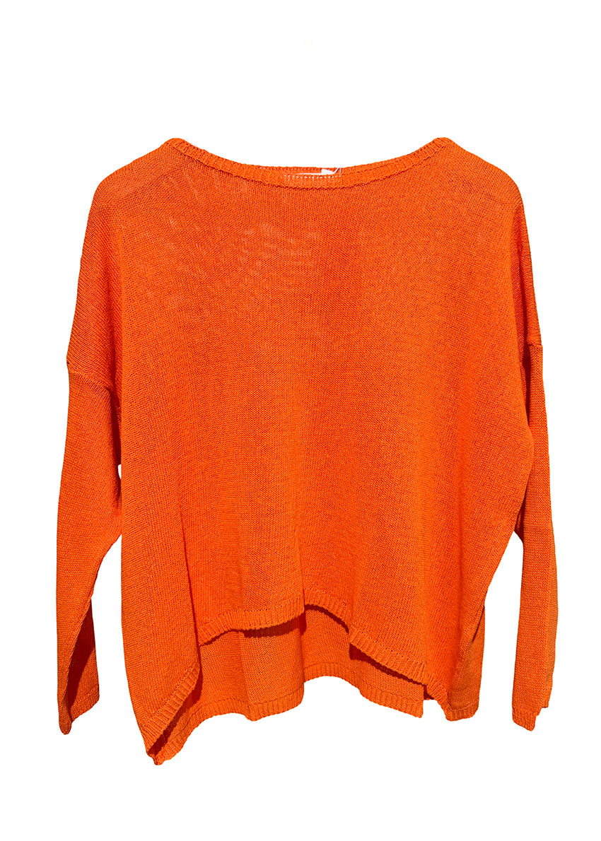 Wide boat neckline sweater Orange