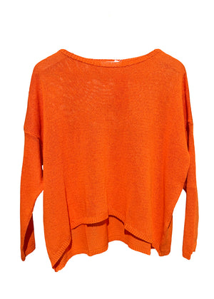 Wide boat neckline sweater Orange