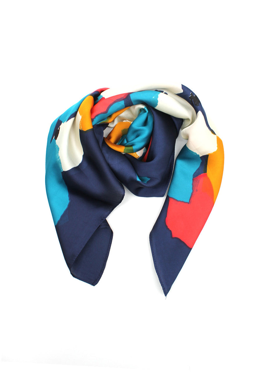 Petit Carre Scarf Abstract Navy
