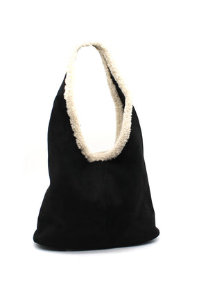 Sherpa Trim Hobo Bag