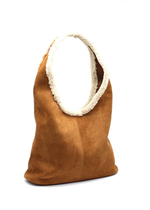 Sherpa Trim Hobo Bag
