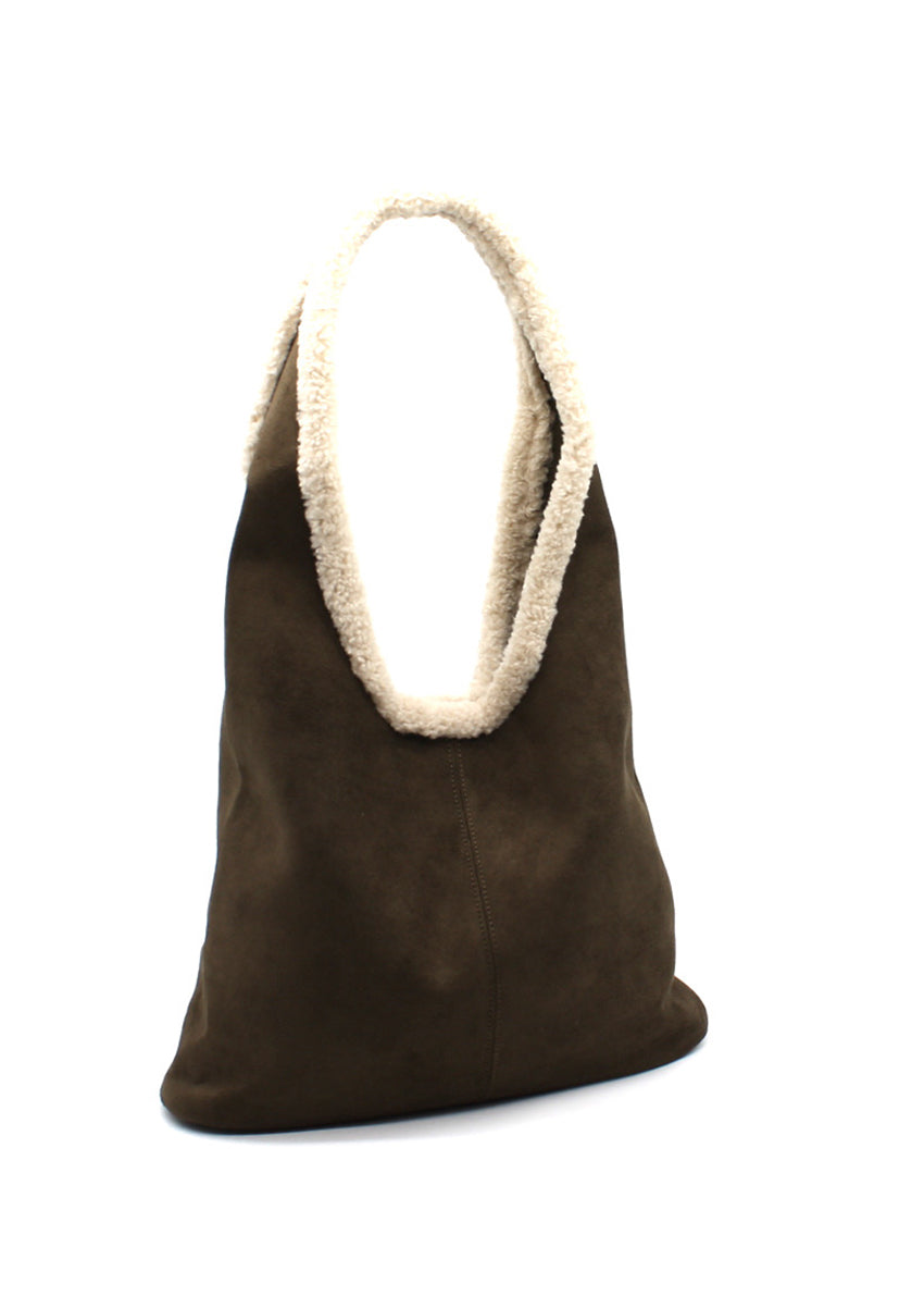 Sherpa Trim Hobo Bag