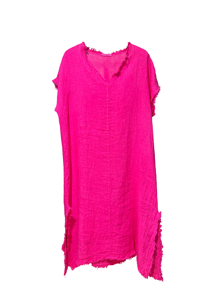 The midi dress is made of 100% linen;can be tied and adapt around the body with an absolute perfectly feminine and summer mood