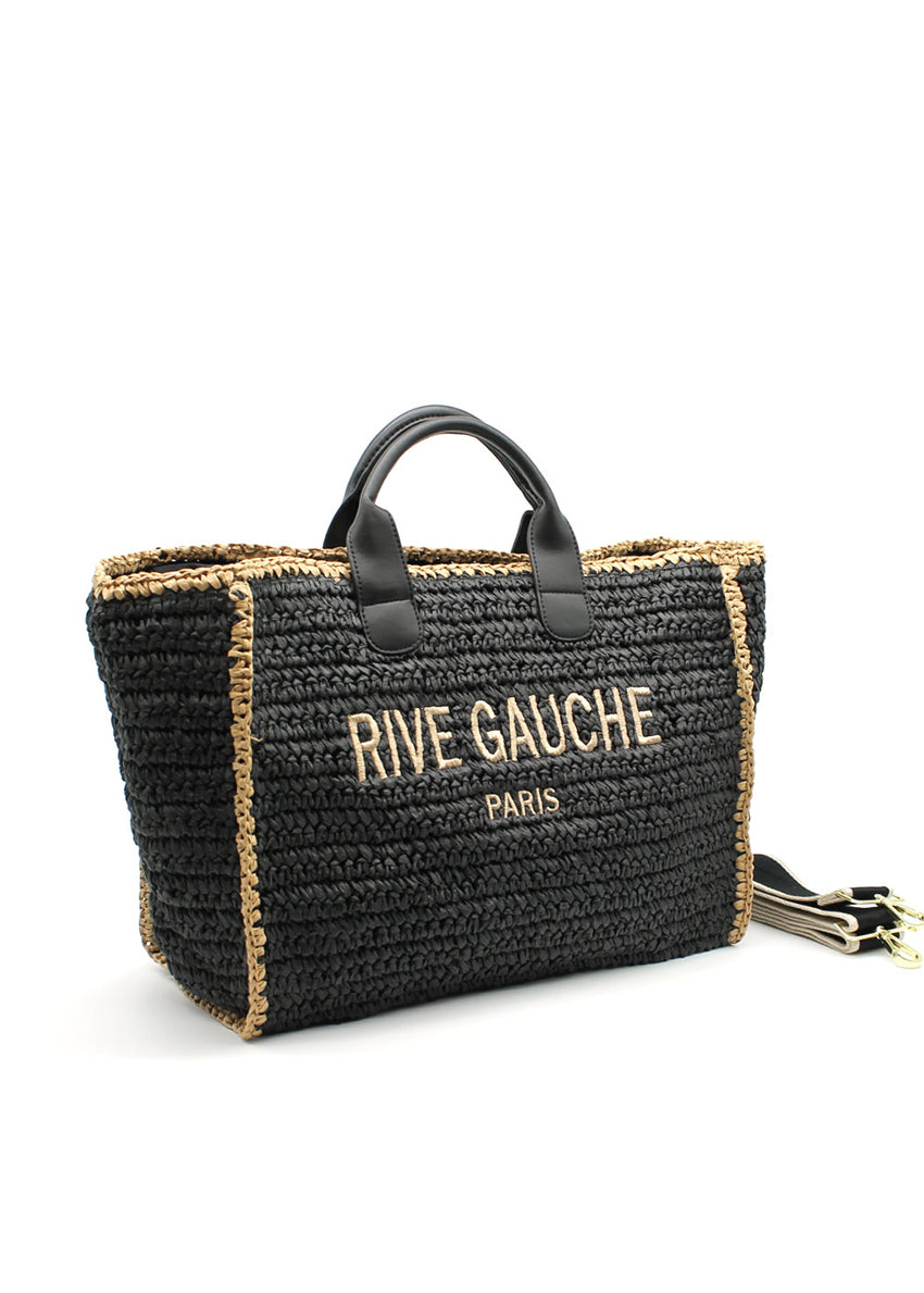 Discover the Rive Gauche Paper Bag – a simple, practical, and eco-friendly accessory. Made of 100% paper with dimensions H27 x L57 x D17 cm, perfect for summer looks. Eco-friendly bag, summer accessory, minimalist design, sustainable fashion accessory