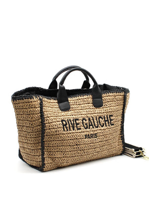 Discover the Rive Gauche Paper Bag – a simple, practical, and eco-friendly accessory. Made of 100% paper with dimensions H27 x L57 x D17 cm, perfect for summer looks. Eco-friendly bag, summer accessory, minimalist design, sustainable fashion accessory