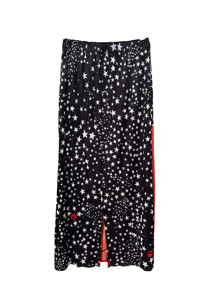 Black skirt with white star pattern on a white background