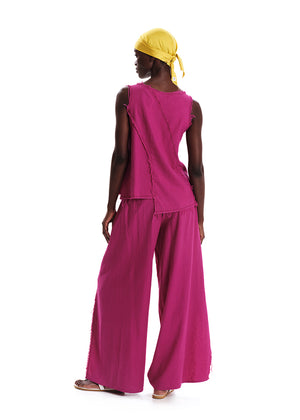 Fringed Linen Pants