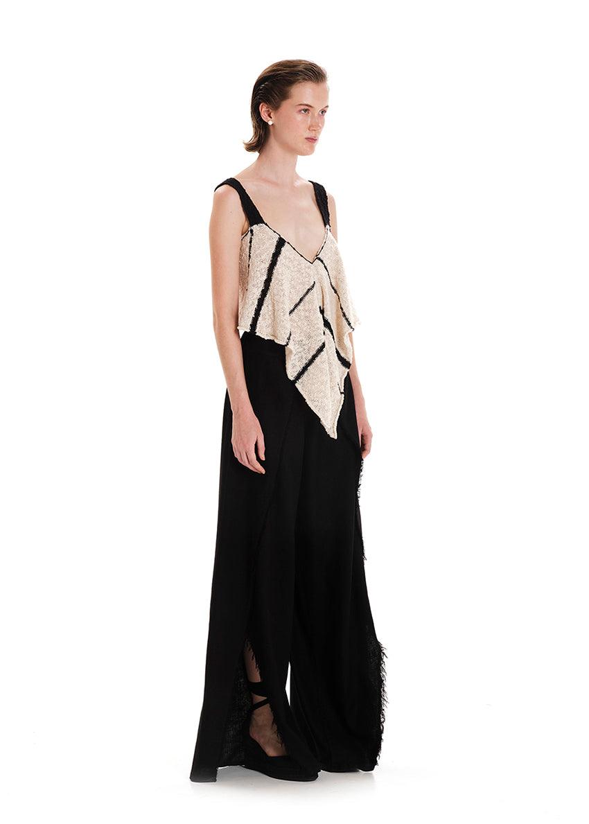 Fringed Linen Pants