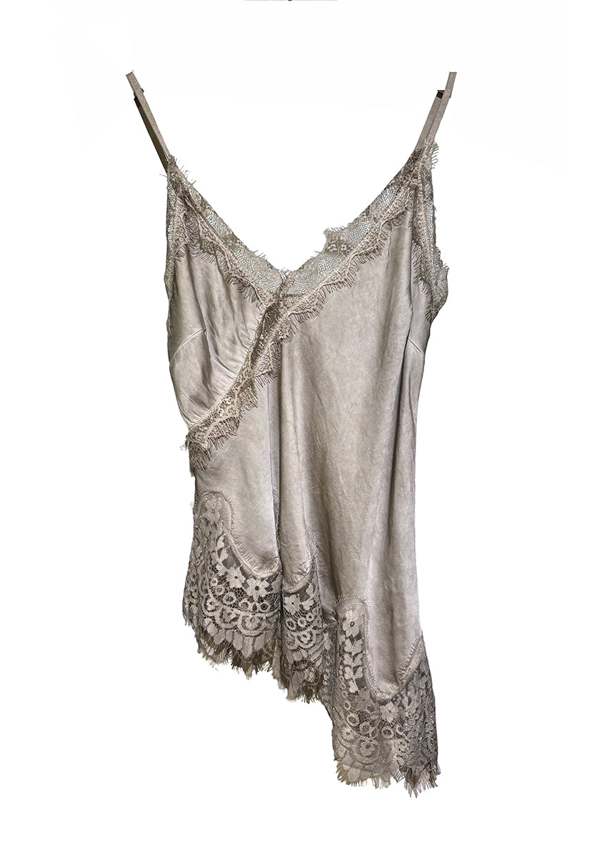 Silky lace camisole on a white background
