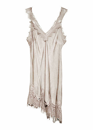 White lace-trimmed dress on a white background