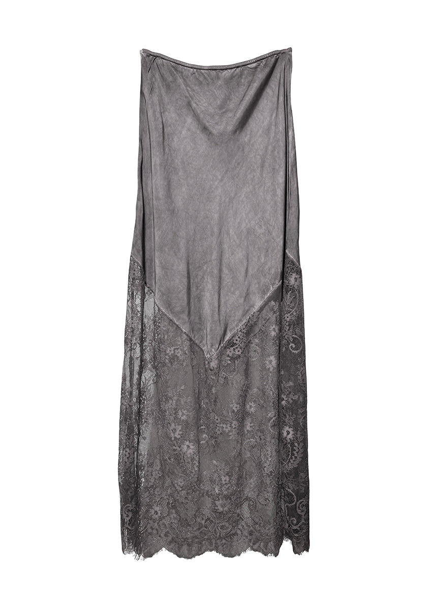 Gray lace slip on a white background