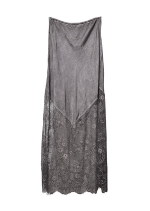 Gray lace slip on a white background