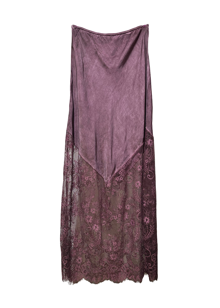 Purple lace slip on a white background