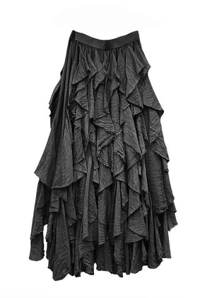 Black ruffled skirt on a white background