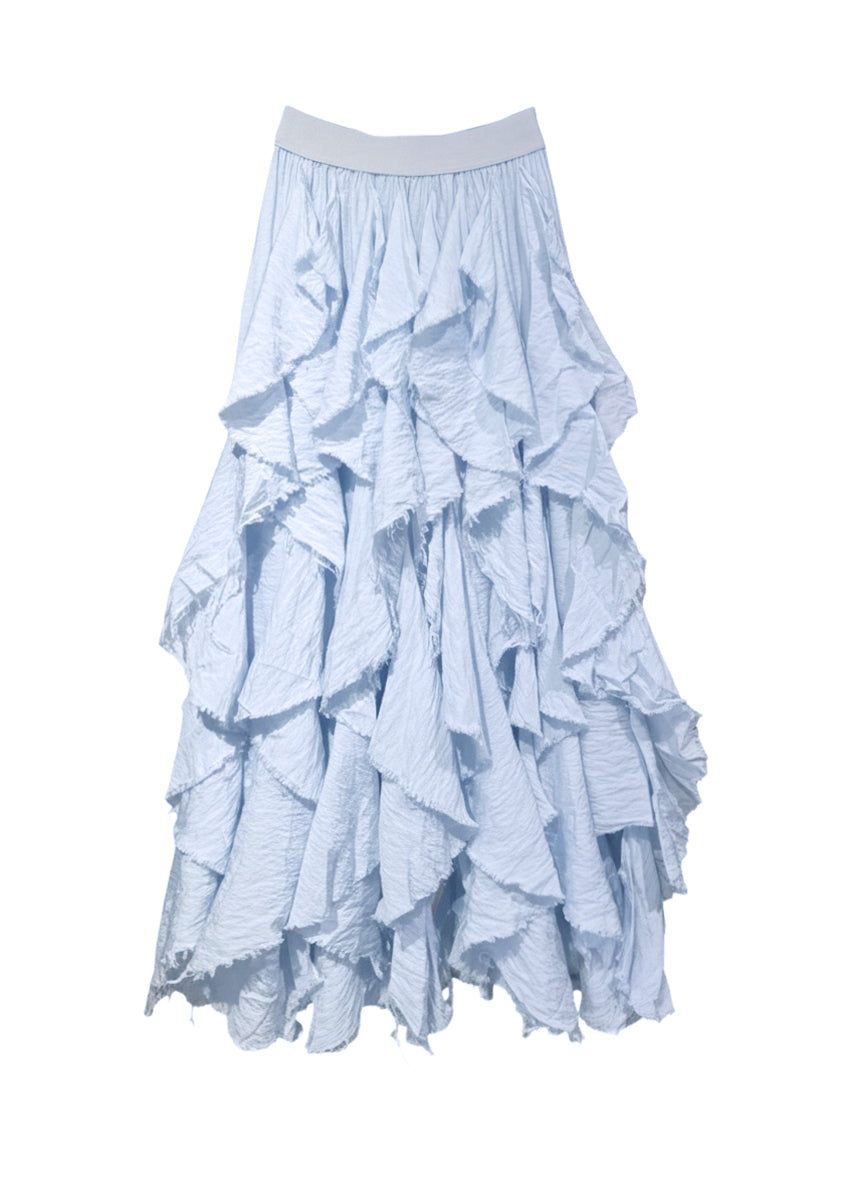 Light blue ruffled skirt on a white background
