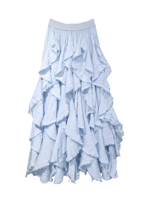Light blue ruffled skirt on a white background