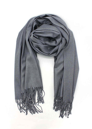 Gray scarf with tassels on a white background