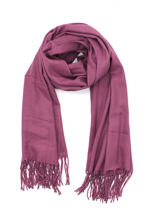 Purple shawl with fringed details on a white background