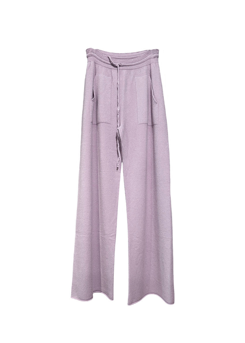 Thistle knit long wide pants with pockets on a white background