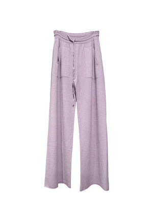 Thistle knit long wide pants with pockets on a white background