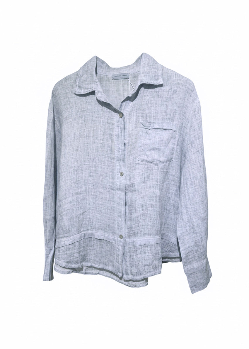 Light blue button-up shirt on a white background