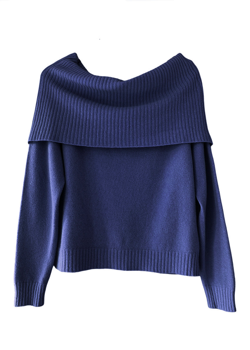 This midnight blue sweater embodies the beauty of simplicity. It features a light texture, straight cut, waffle neckline, and long sleeves - perfect for your everyday wardrobe.