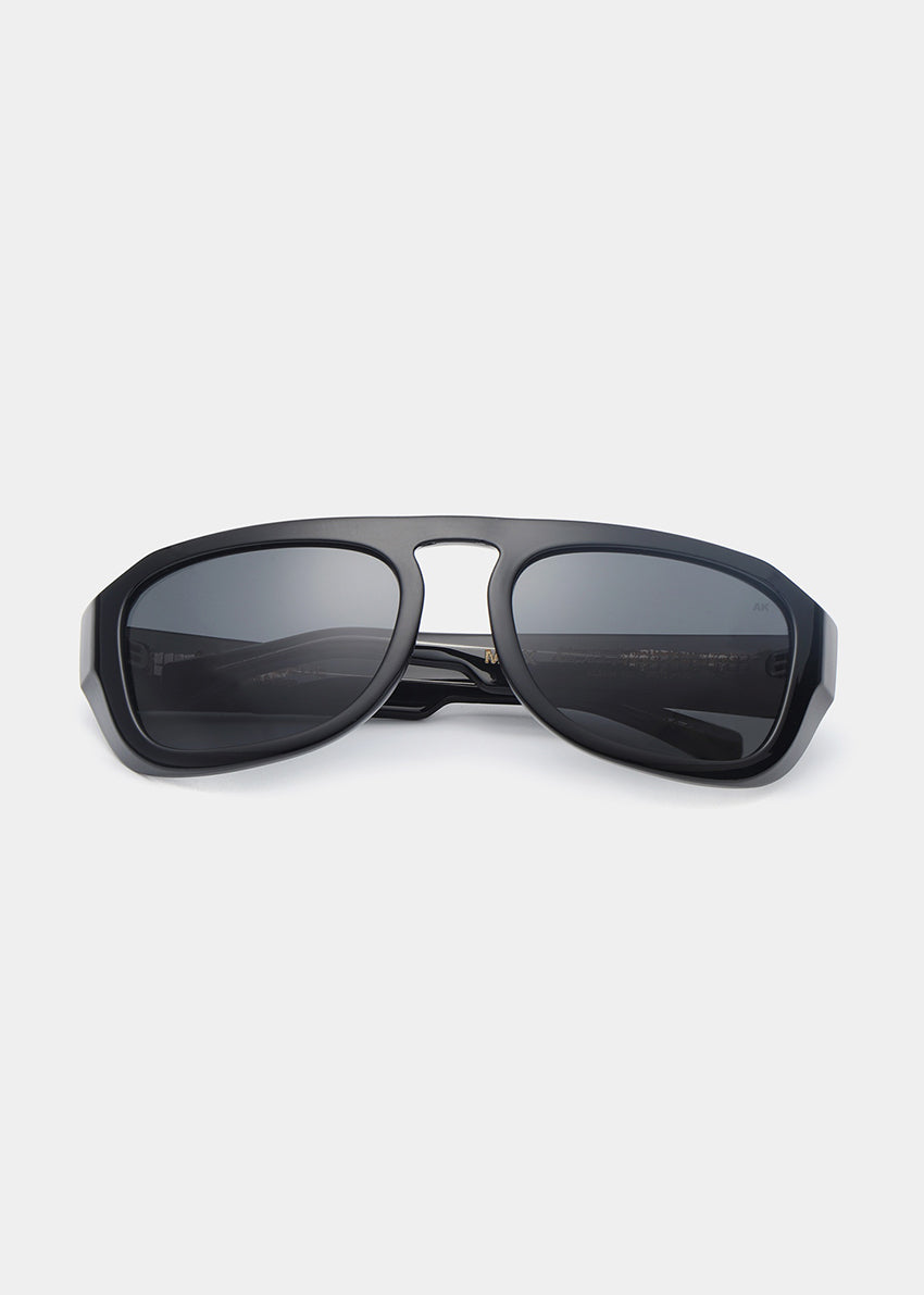 Black sunglasses on a white background
