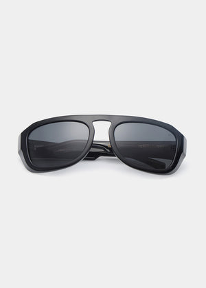 Black sunglasses on a white background
