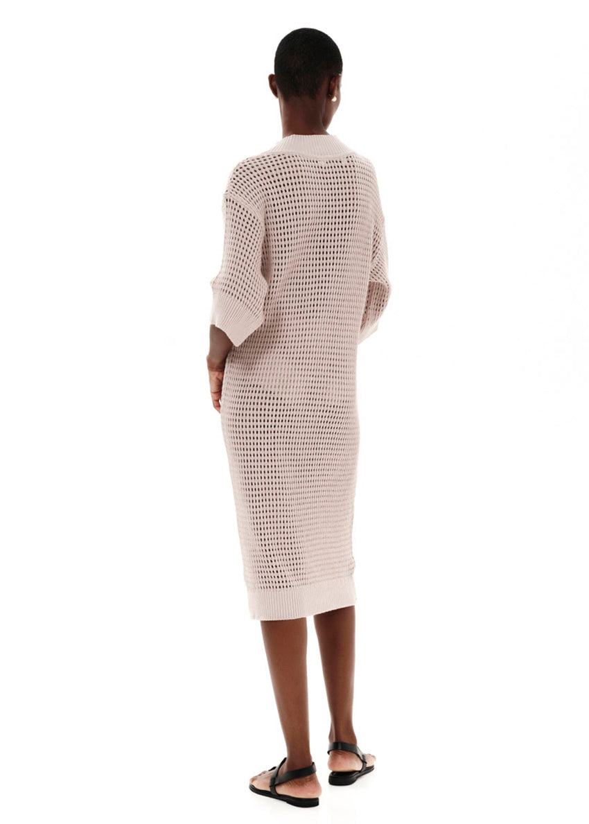 Midi dress with a perforated knitting stitch made of high quality Greek cotton in a loose fit.